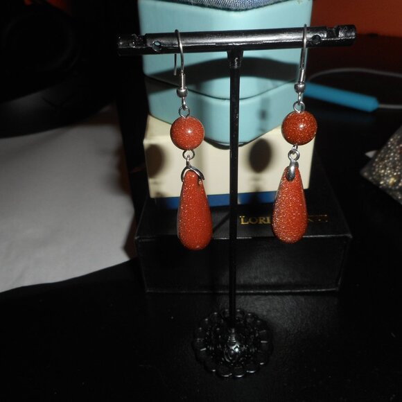EARRINGS - 1 pair - dangle bead - fish hook ear wire - Picture 8 of 8